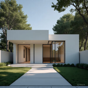 Modern house with large windows